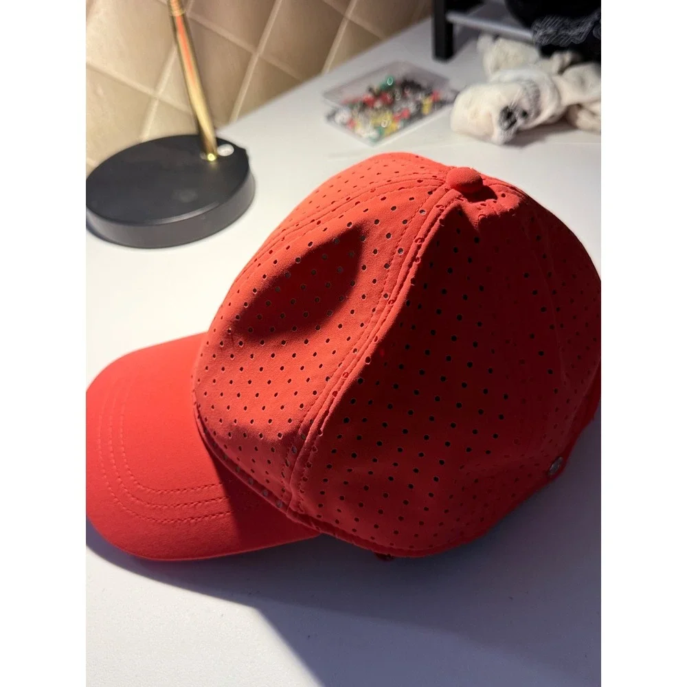 Lululemon Fast and Free Hat Unisex OS Orange Excellent Perforated Running Cap